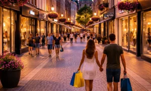 Sfeervolle avondfoto van het centrum