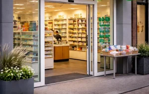 Moderne apotheek met nette entree in Roermond.