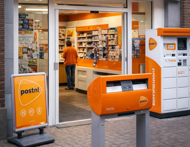 Website index Realistische foto van een PostNL-locatie in Roermond, zonder tekst in beeld.