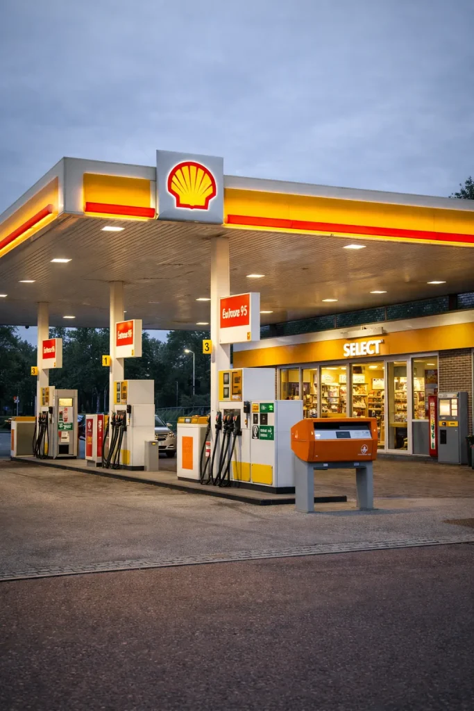 Tankstation in Roermond met moderne uitstraling en duidelijke entree.